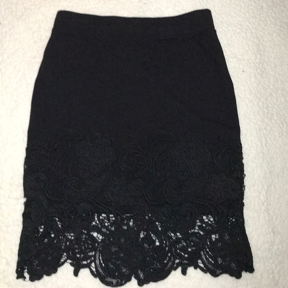 Lace Embroidered Black Skirt - Picture 6 of 10
